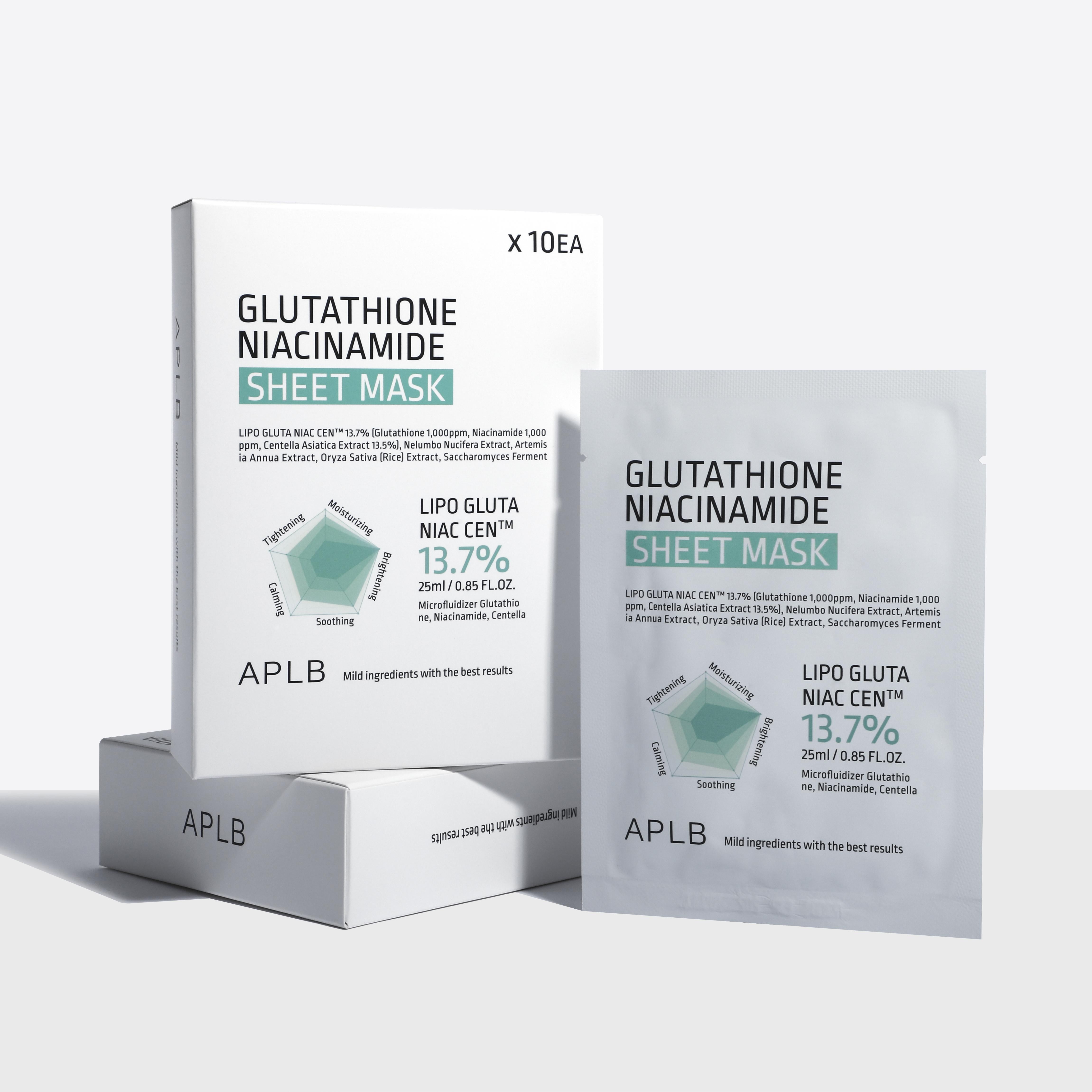 APLB Glutathione Niacinamide Sheet Mask مجموعة من الماسكات الورقية بالنياسيناميد