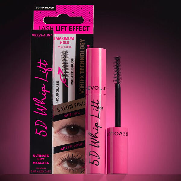 REVOLUTION 5D Whip Lift Effect Maximum Hold Mascara Ultra Black ماسكارا رفع الرموش خماسية الابعاد من ريفليوشن