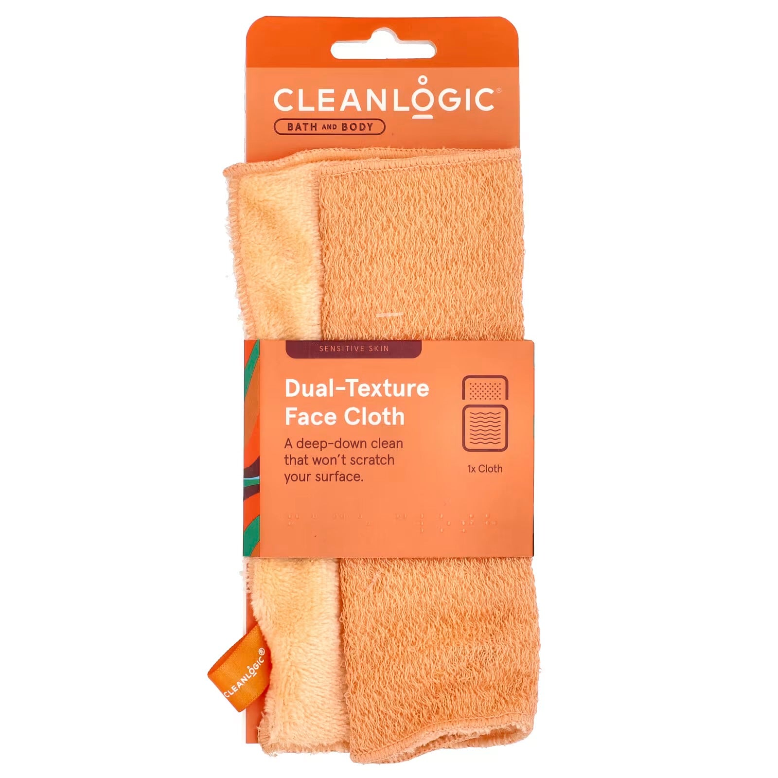 Cleanlogic Dual-Texture Face Cloth for Sensitive Skin 1Pc  منشفة الوجه من كلين لوجك