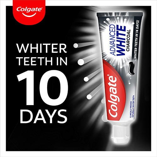 COLGATE advanced white charcoal whiter teeth in 10 days معجون تبييض الاسنان بالفحم خلال 10 ايام من كولكيت