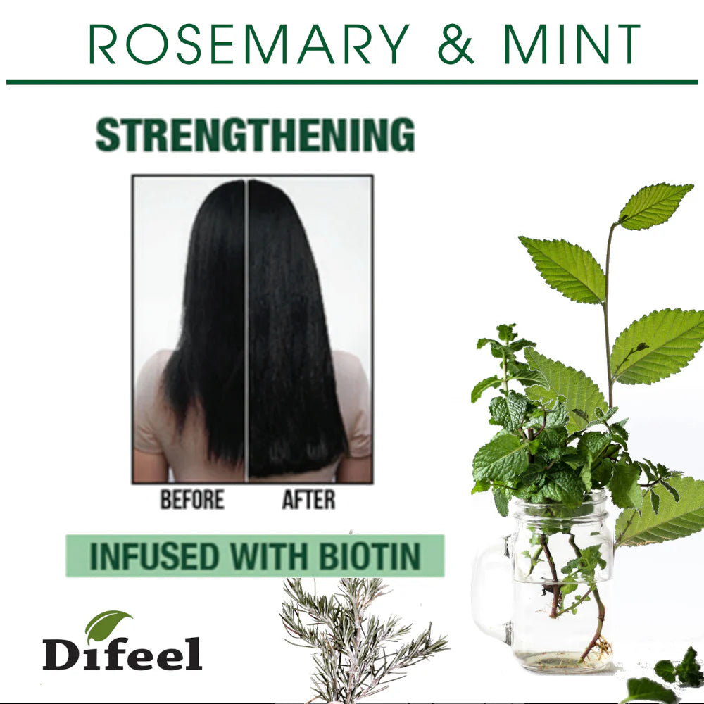 Difeel rosemary & mint shampoo infused with biotin شامبو الشعر بزيت اكليل الجبل والنعناع من ديفيل