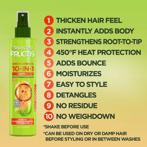 Garnier Fructis Grow Strong Thickening 10 in 1 Spray Multitasking Leave In سبريه تصفيف الشعر من كارنييه
