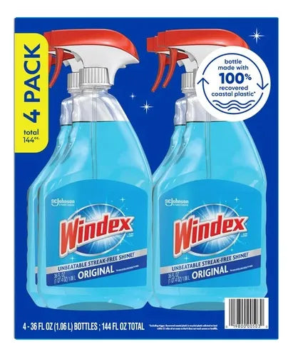 WINDEX Glass Cleaner Unbeatable Streak-Free Shine 4Pcs Pack