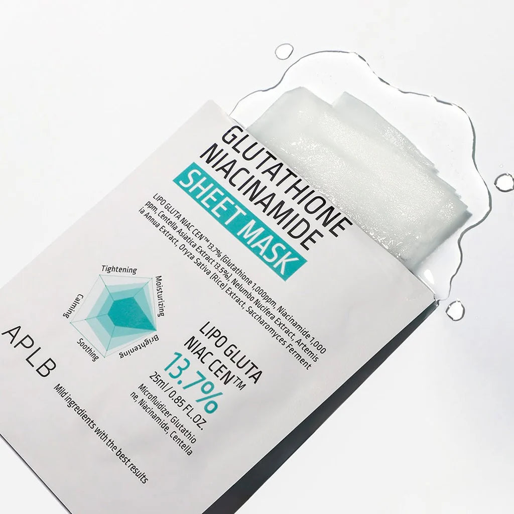 APLB Glutathione Niacinamide Sheet Mask مجموعة من الماسكات الورقية بالنياسيناميد