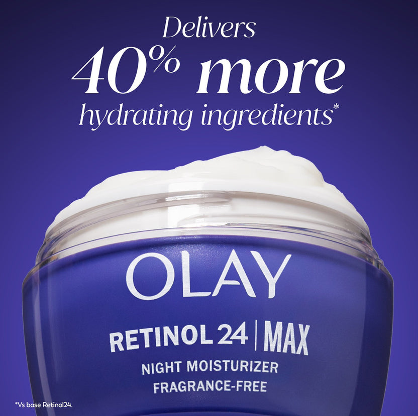 Olay Retinol Max Night Moisturizing Cream - Fragrance Free كريم أولاي ريتينول ماكس الليلي المرطب – بدون عطر