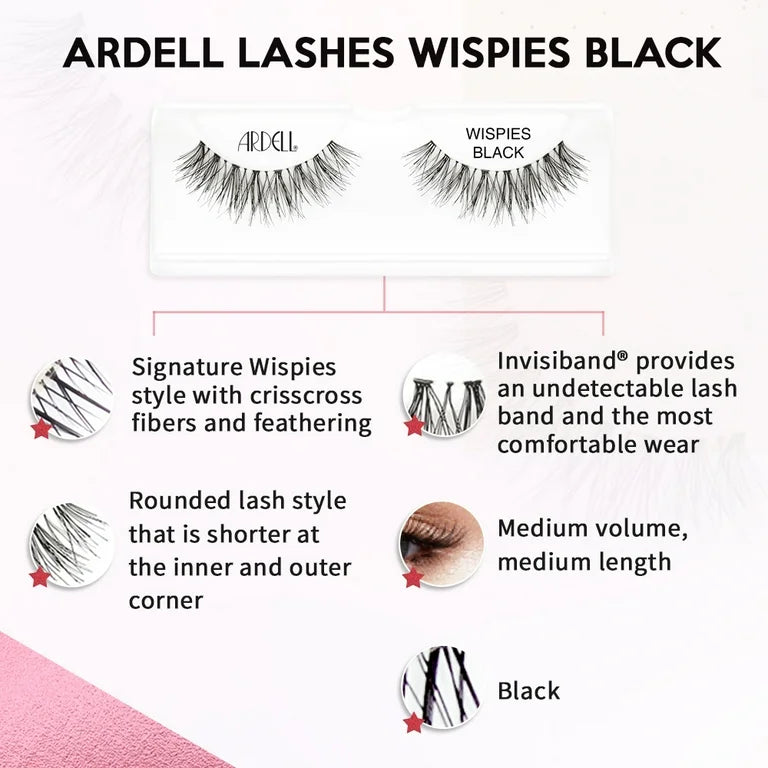 ARDELL Wispies The Original Feathered Lash With Invisiband 6 Pairs رموش صناعية من ارديل