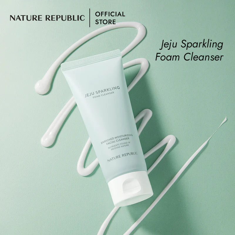 NATURE REPUBLIC JEJU SPARKLING FOAM CLEANSER غسول البشرة بخلاصة ماء الجيجو من نيجر ريببليك