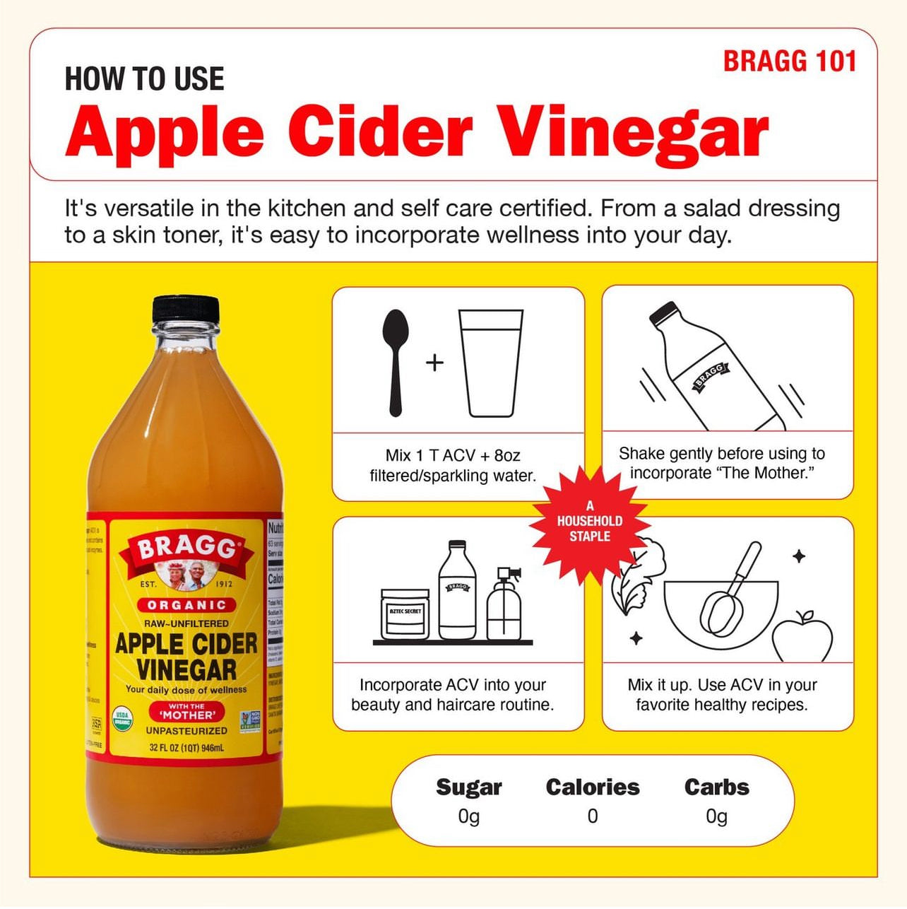 BRAGG Live Food Organic Apple Cider Vinegar خل التفاح العضوي الاصلي من براك