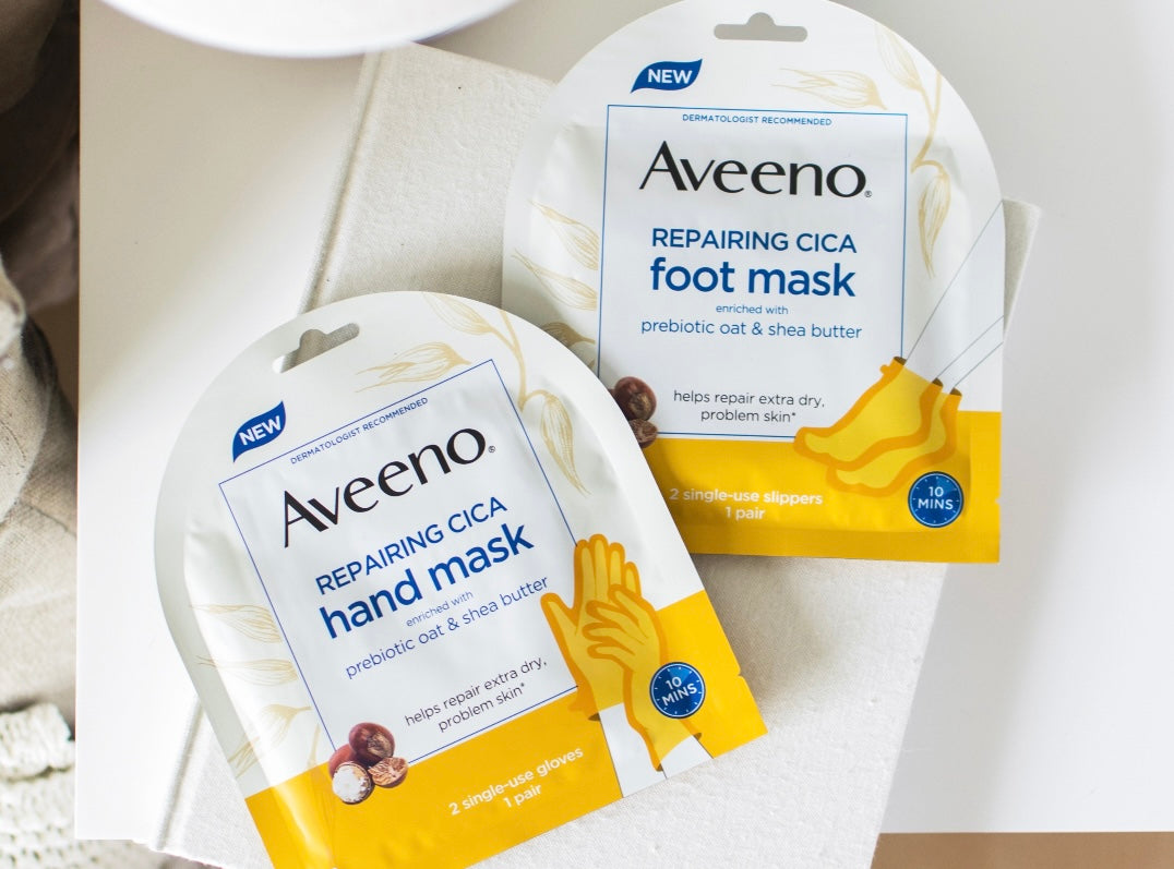 AVEENO Hand mask repairing cica hand mask 2 pagle glaves 1 pack قناع مرمم لليدين من افينو