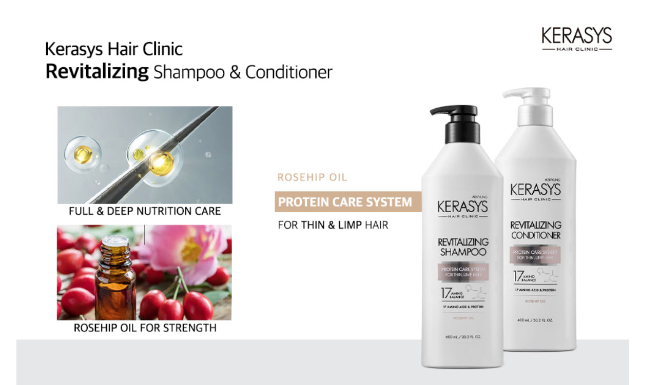 AEKYUNG KERASYS revitalizing shampoo protein care system for thin limp hair شامبو الشعر الضعيف من ايكيونك كيراساس