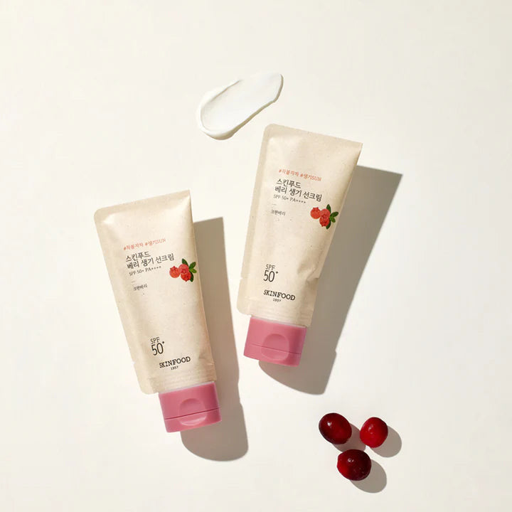 SKINFOOD Berry Glowing Sun Cream SPF 50+ PA++++ واقي الشمس الفيزيائي بالتوت من سكنفود