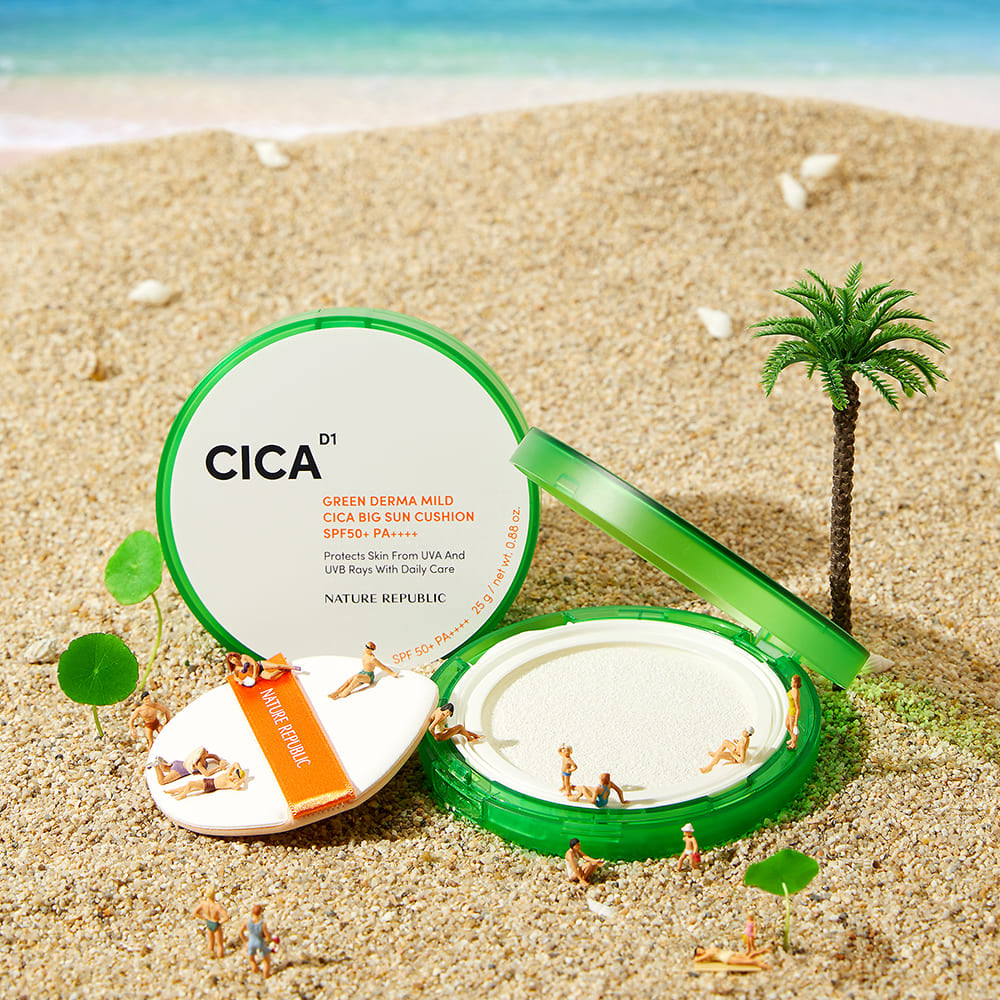 NATURE REPUBLIC CICA Green derma mild cica big sun cushin SPF 50 + pa++++ كوشن فاونديشن بالسيكا من نيجر ريببلك