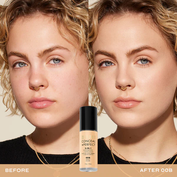 MILANI concealer + perfect 2 in 1 foundation + concealer كونسيلر وفاونديشن منتجين في منتج واحد من ميلاني
