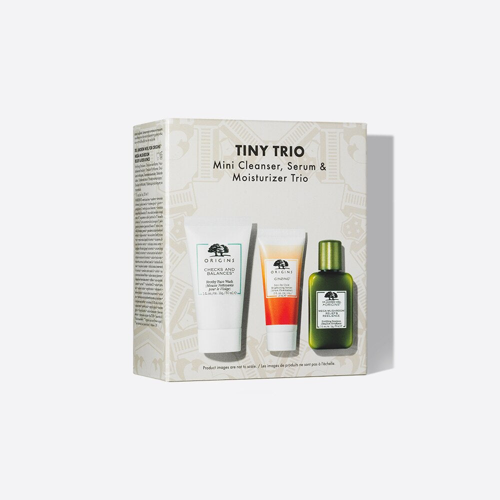 ORIGINS Tiny Trio Mini Cleanser Serum & Moisturizer Trio مجموعة العناية بالبشرة بحجم السفر