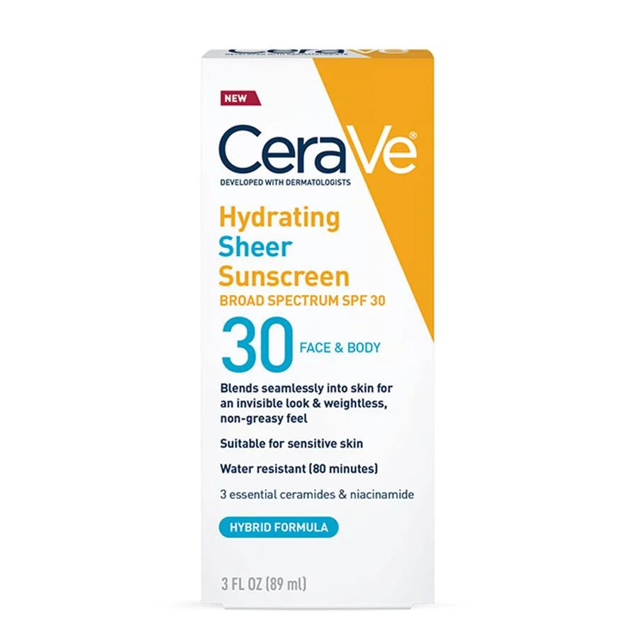 CERAVE Hydrating Sheer Sunscreen Broad Spectrum SPF 30 for Face & Body واقي الشمس للوجه والجسم