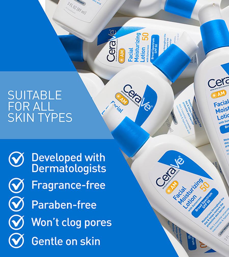 CERAVE AM Facial Moisturizing Lotion SPF 50 كريم ترطيب الوجه النهاري من سيرافي