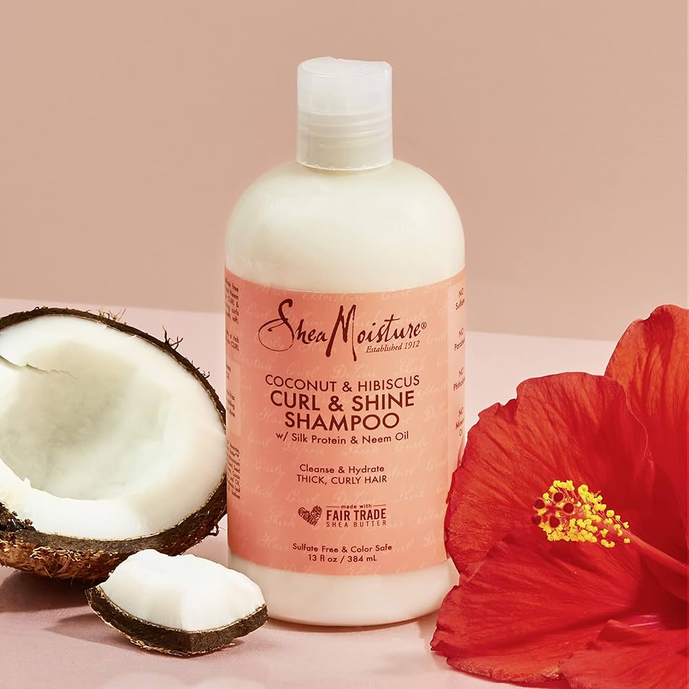 SheaMoisture Curl and Shine Coconut Shampoo Coconut and Hibiscus شامبو الشعر الكيرلي من شيا مويستجر