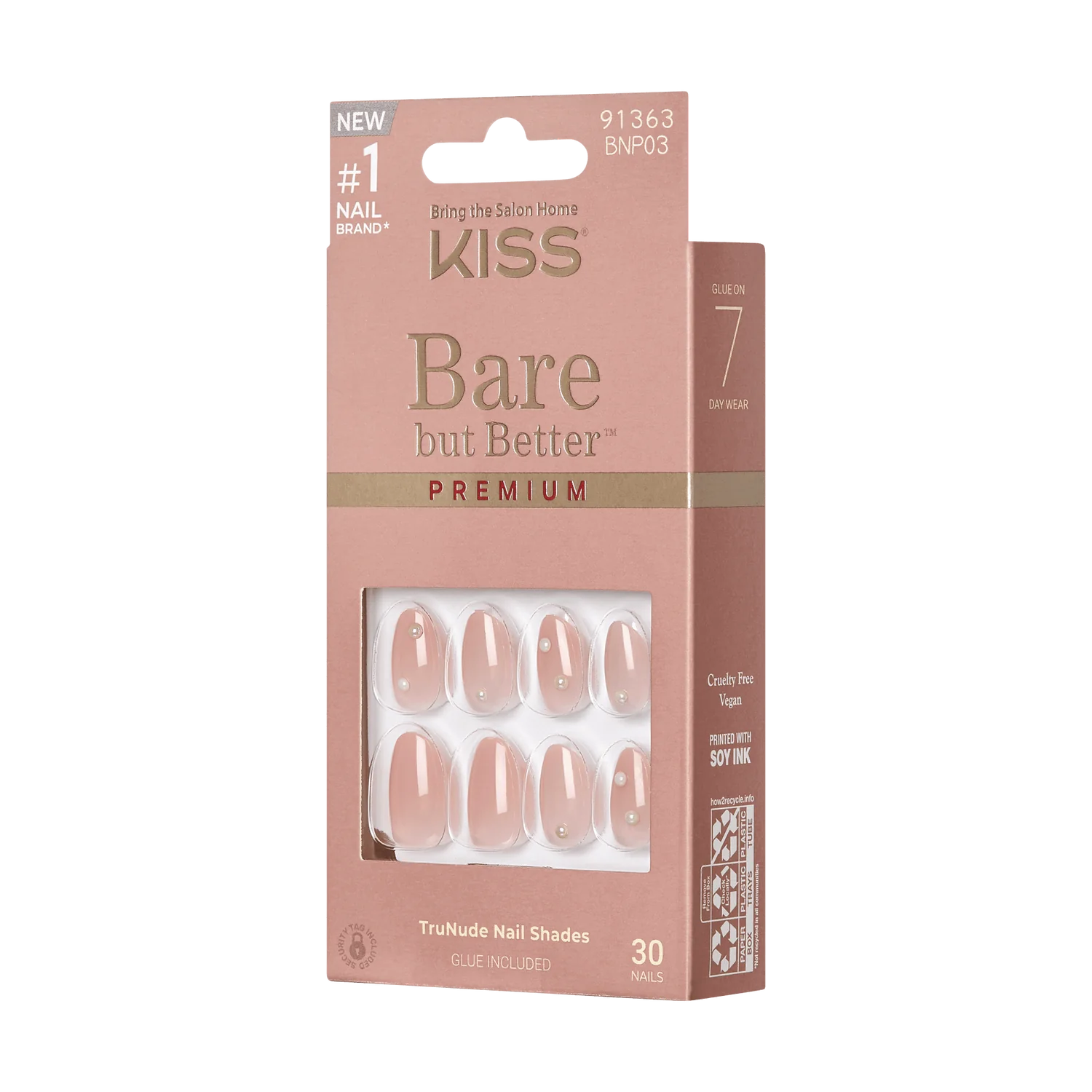 KISS Nails On Point Bare But Better 30 Nails Glue Included BNP03 اظافر اصطناعية
