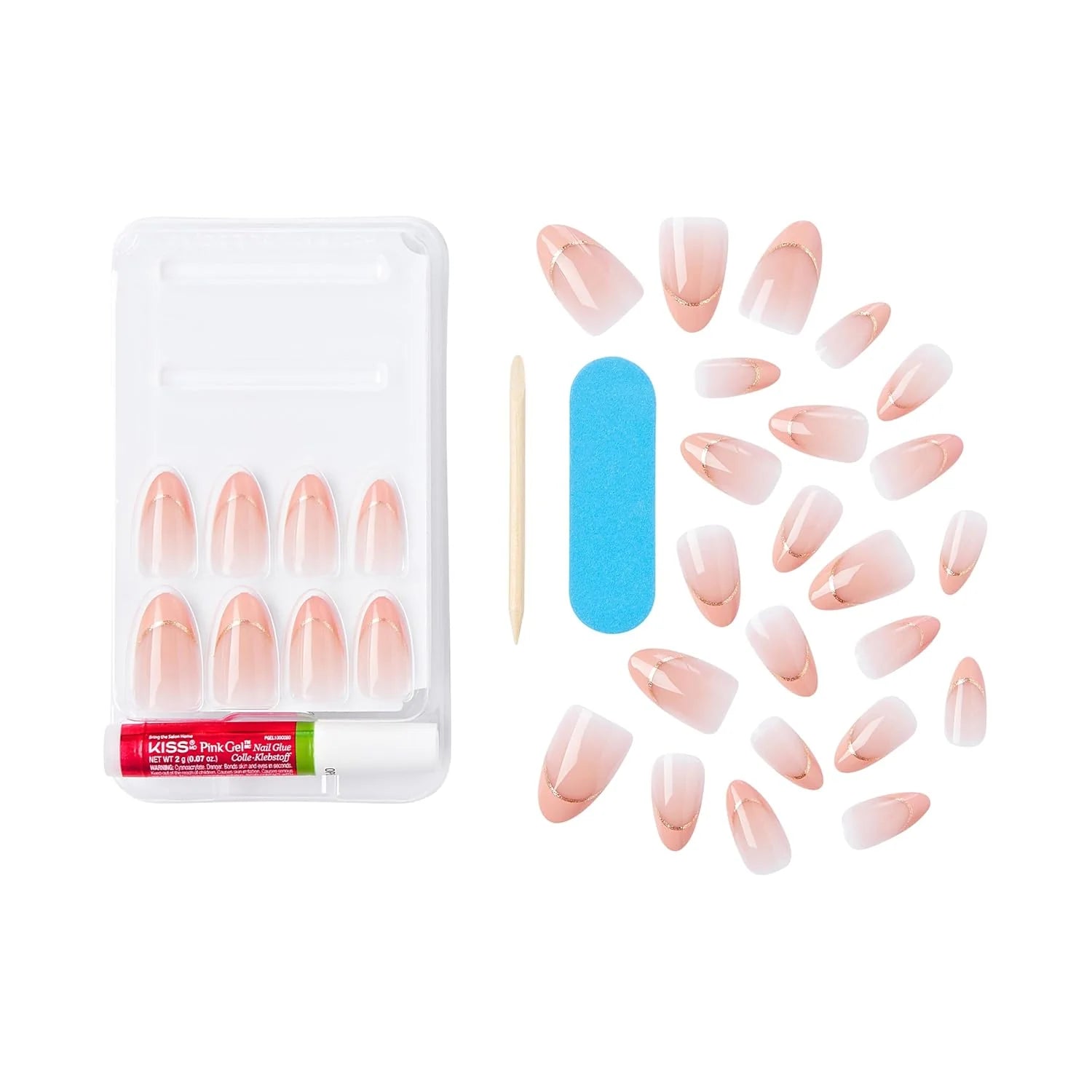 KISS Nails On Point Voguish Fantasy 28 Nails Glue Included Sculpted Nail FV17C French