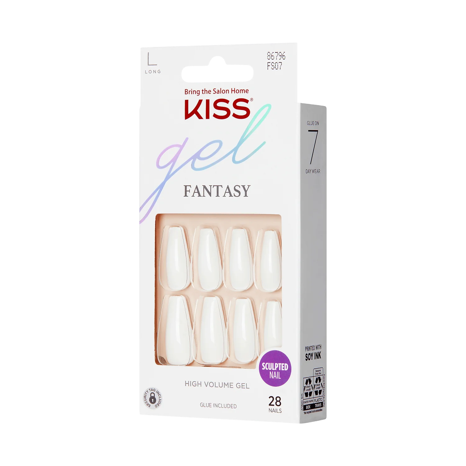KISS Gel Fantasy Sculpted 28 Nails Glue Included FS07