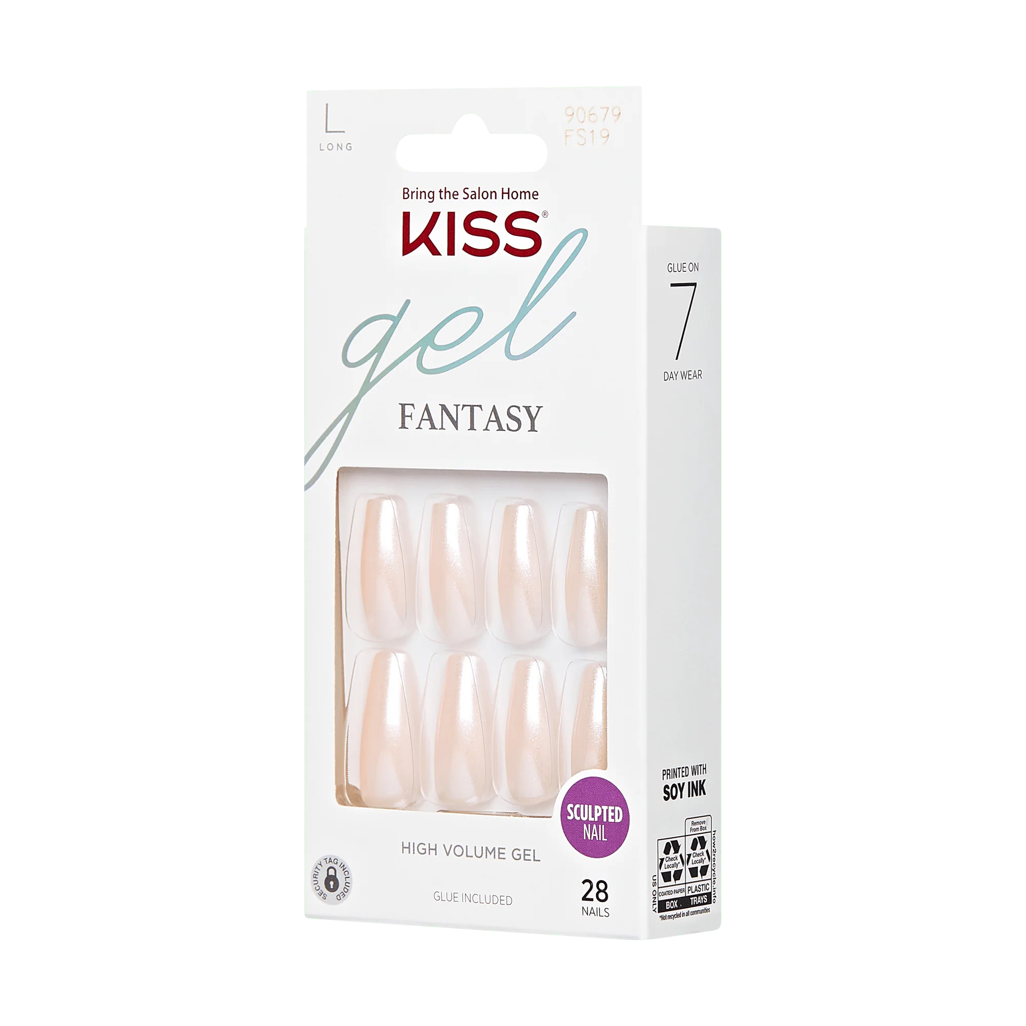 KISS Gel Fantasy Sculpted 28 Nails Glue Included 90679 (Hold Me Closer)