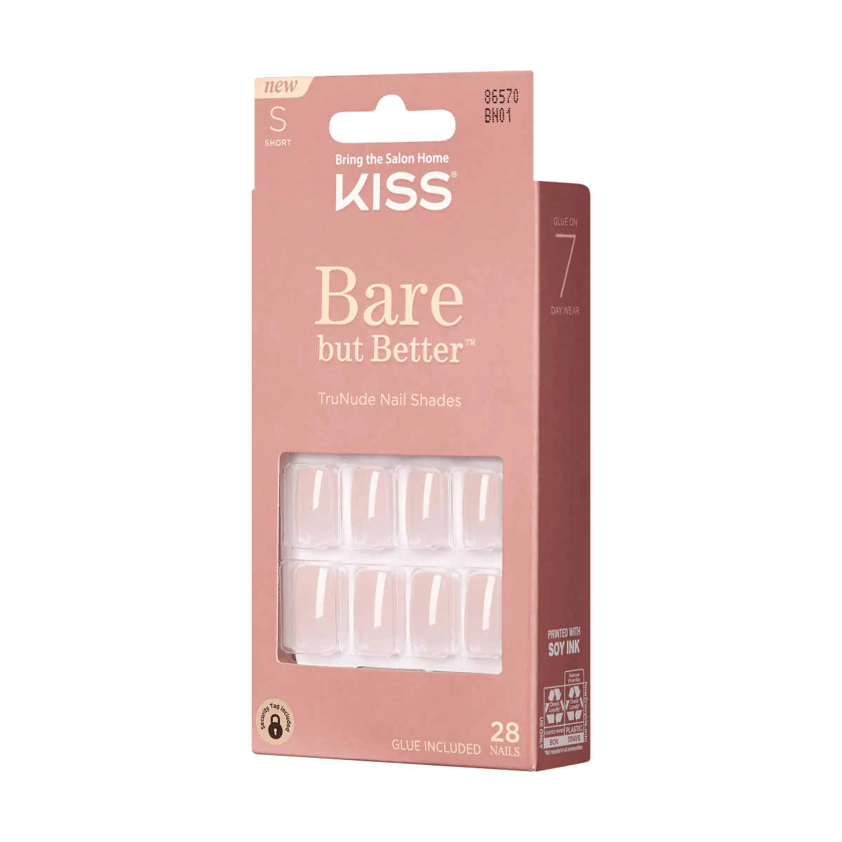 KISS Bare But Better S 28 Nails Glue Included BN01 (Nudies)