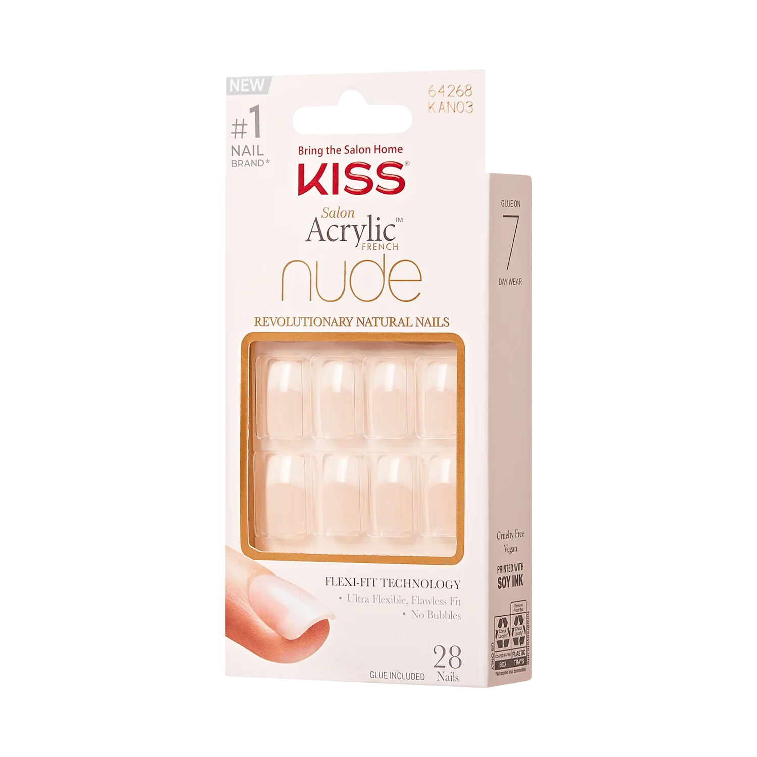 KISS Nude Revolutioary Natural Nails 28 Nails Glue Included KAN03 (French Nude
Cashmere)