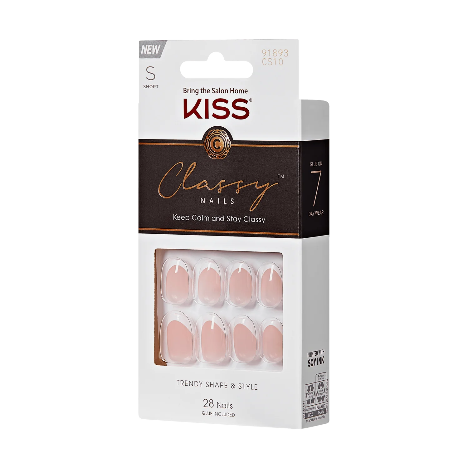 KISS Classy Nails S 28 Nails Glue Included CS10 (Exclusive Only)
