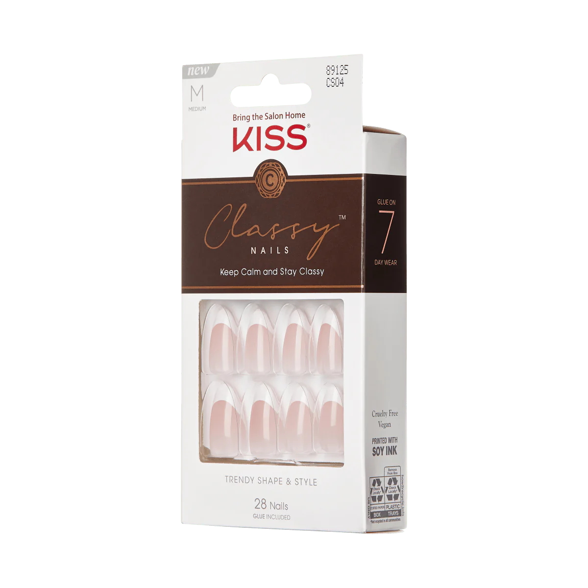 KISS Classy Nails M 28 Nails Glue Included CS04 (Dashing)