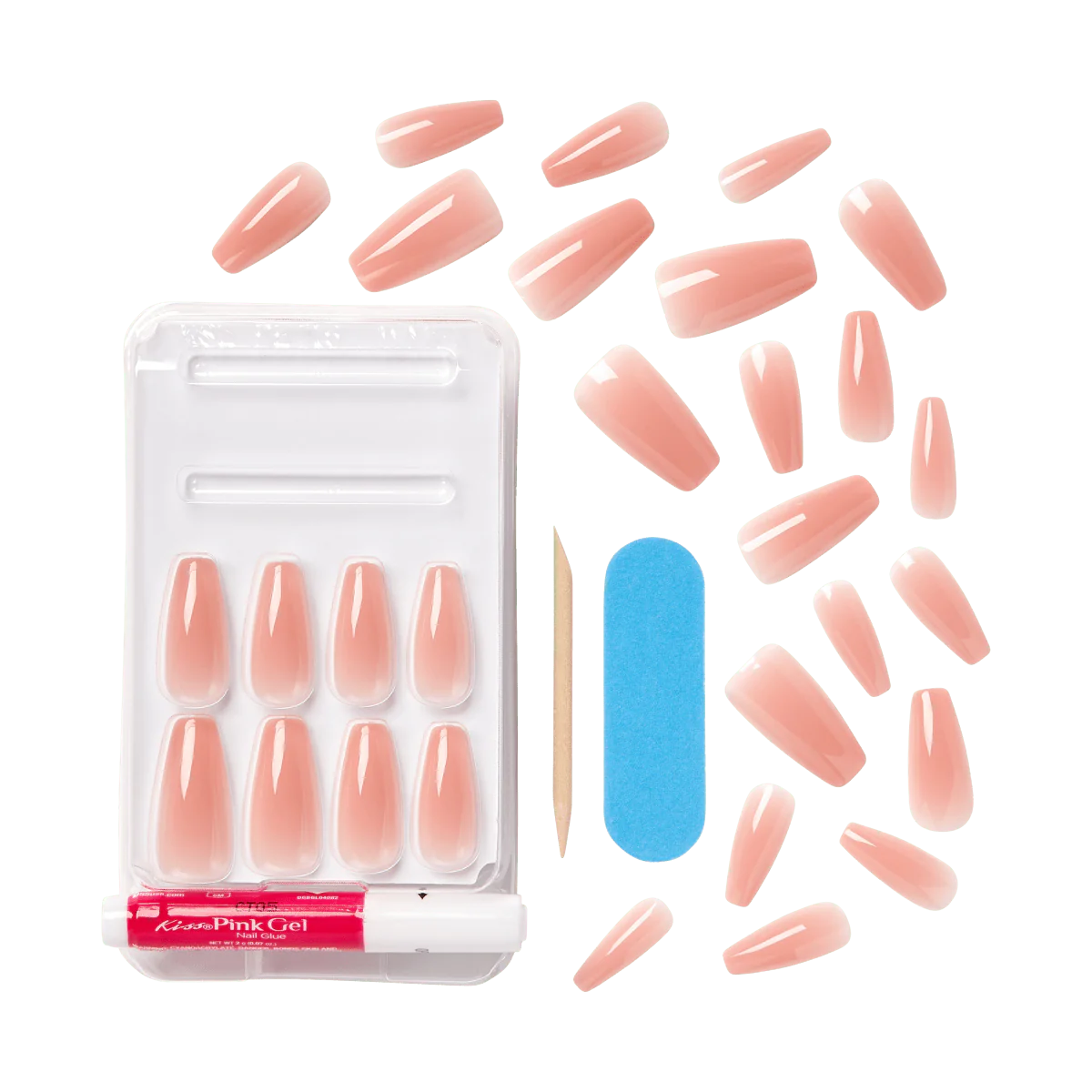 KISS Bare But Better L 28 Nails Glue Included BN03 (Nude Glow)