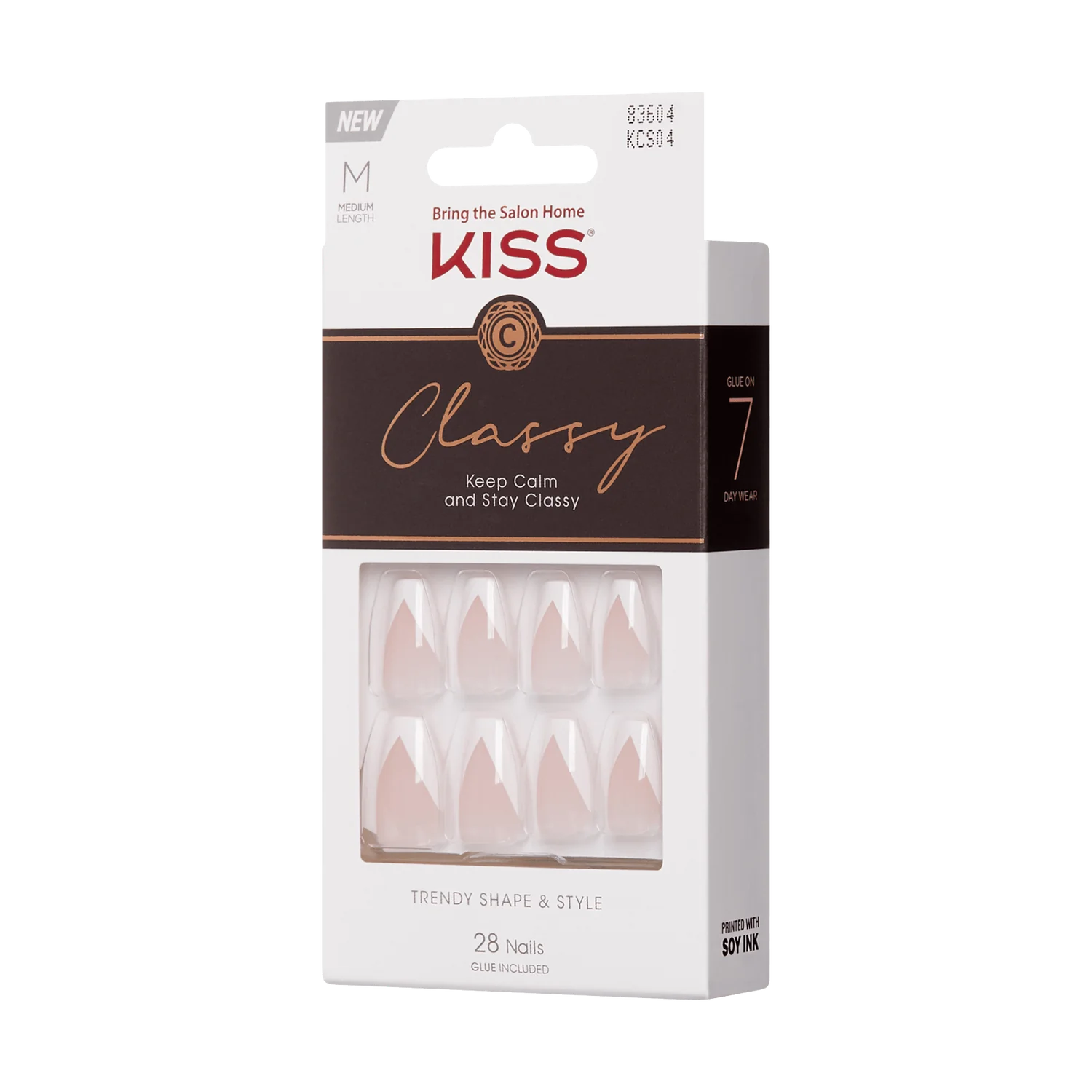 KISS Classy Nails 28 Nails Glue Included KCS04(Silk Dress)