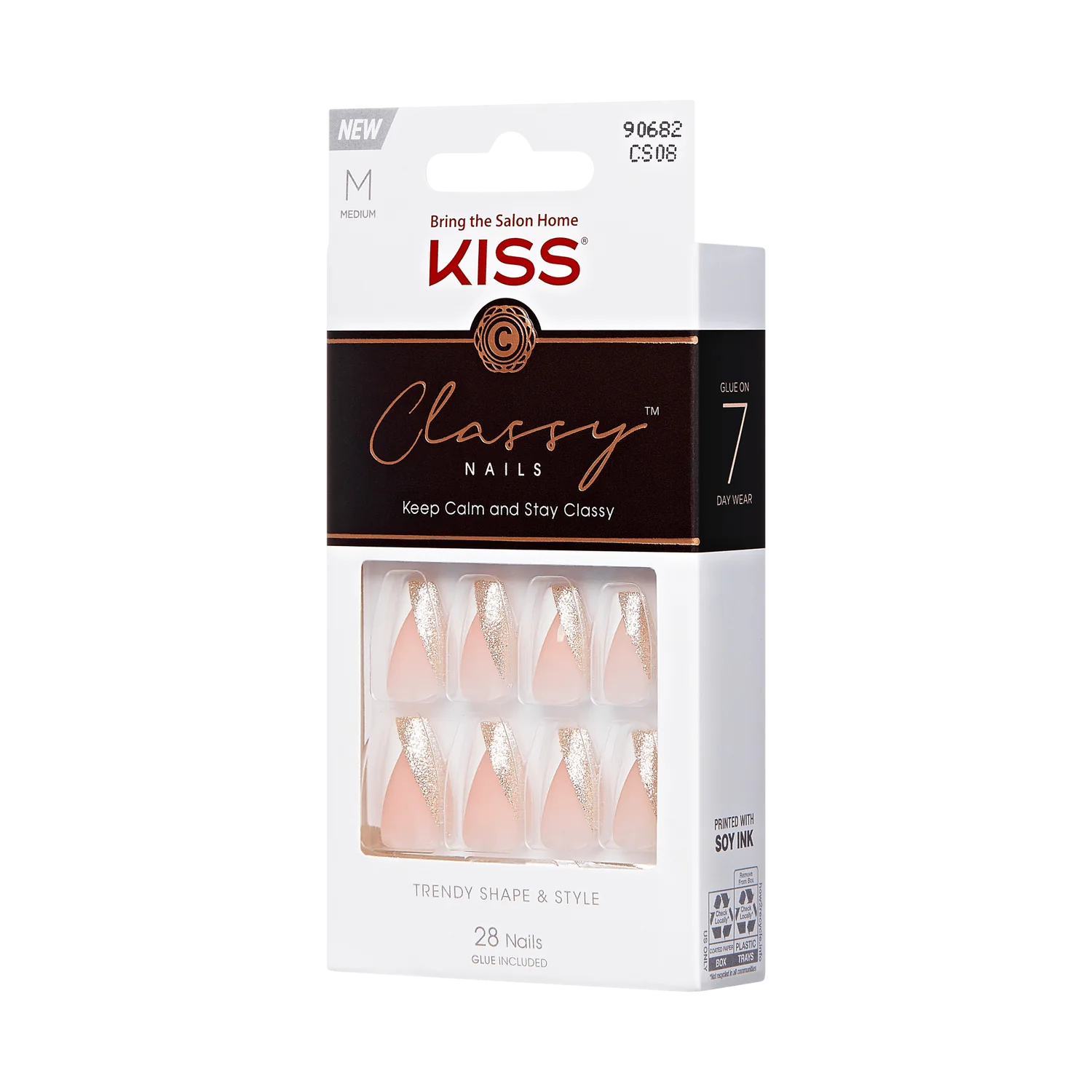 KISS Classy Nails 28 Nails Glue Included CS08 (The BOSS)