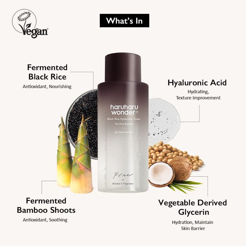 HARUHARU WONDER Black Rice Hyaluronic Toner The First essence For Sensitive Skin Free Of Alcohol & Fragrance