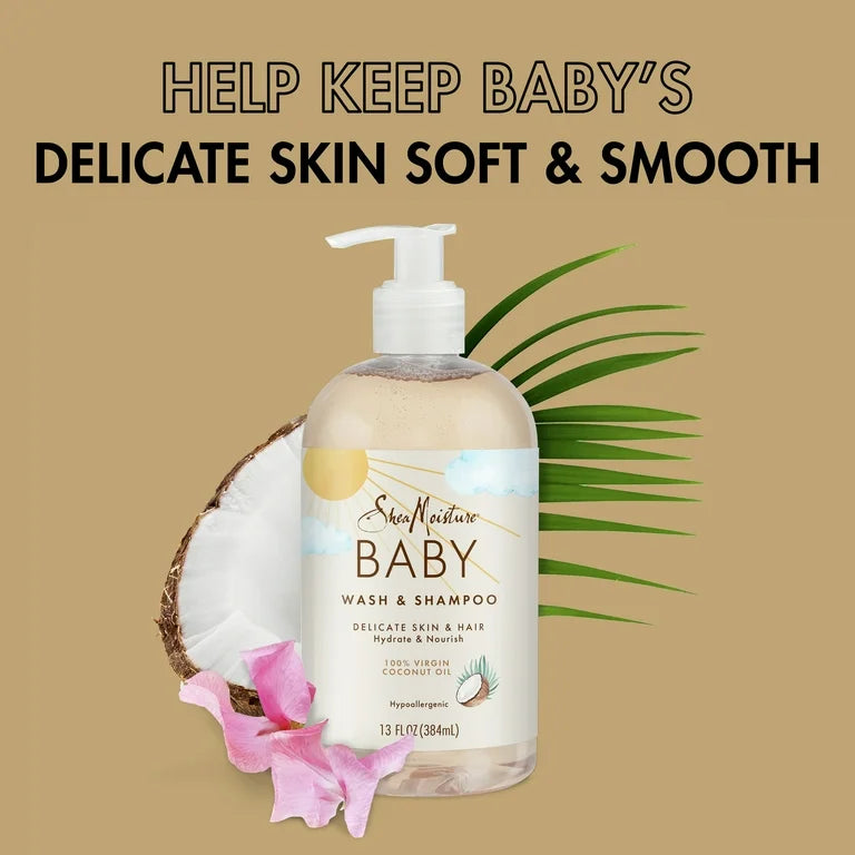 SheaMoisture Baby Wash and Shampoo 100% Virgin Coconut Oil for Baby Skin غسول وشامبو الاطفال