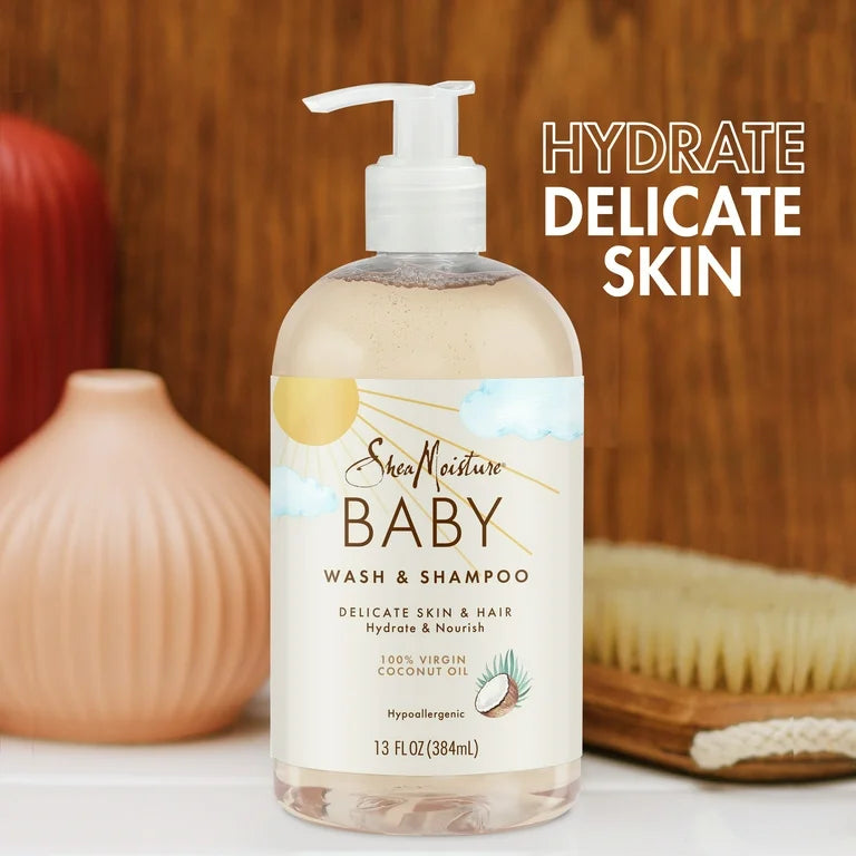 SheaMoisture Baby Wash and Shampoo 100% Virgin Coconut Oil for Baby Skin غسول وشامبو الاطفال