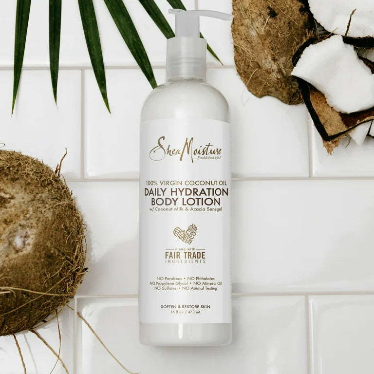 SHEA MOISTURE 100% VIRGIN COCONUT OIL BODY LOTION DAILY HYDRATION لوشن ترطيب الجسم اليومي