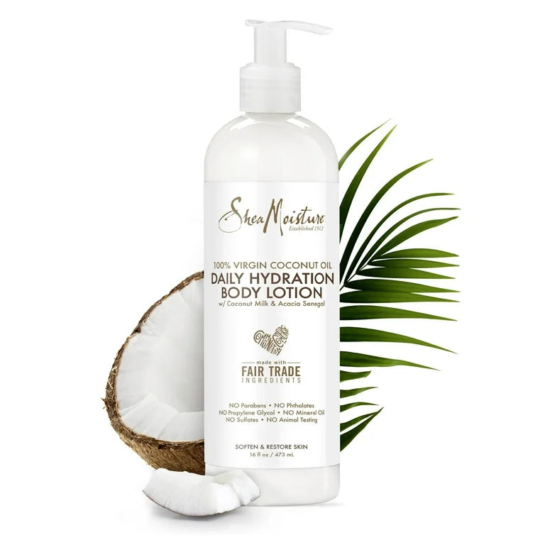 SHEA MOISTURE 100% VIRGIN COCONUT OIL BODY LOTION DAILY HYDRATION لوشن ترطيب الجسم اليومي