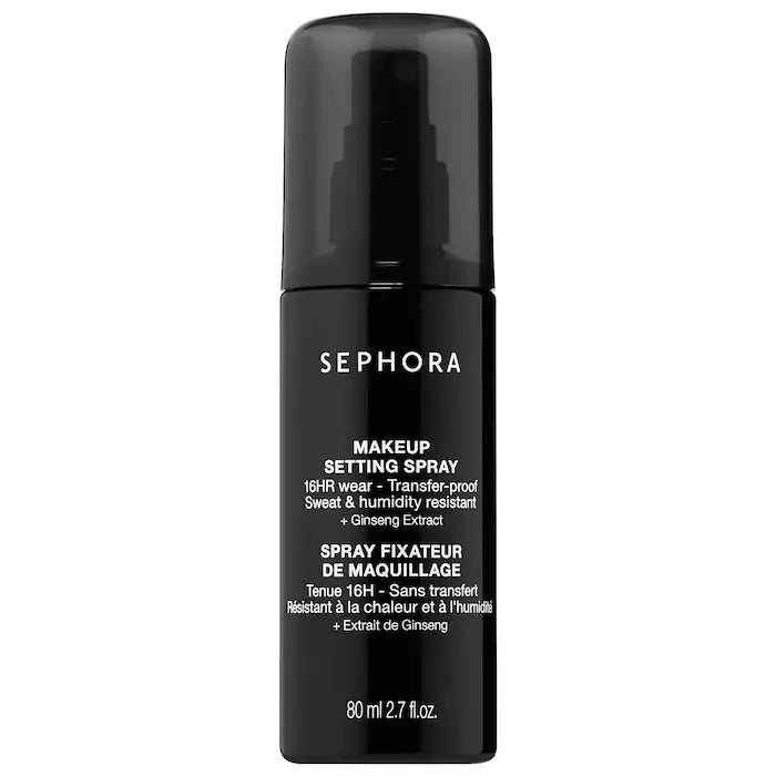 SEPHORA makeup setting spray 16HR wear transfer proof sweat & humidity resistant + ginseng extract رذاذ تثبيت المكياج من سيفورا