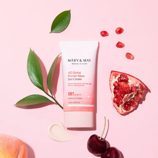MARY & MAY Believe In Truth vegan primer glow sun cream 50+ spf 50+ pa++++ واقي الشمس الوردي من ماري اند ماي