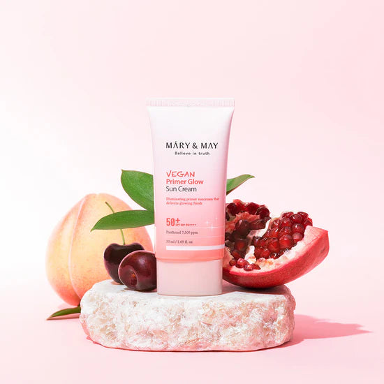 MARY & MAY Believe In Truth vegan primer glow sun cream 50+ spf 50+ pa++++ واقي الشمس الوردي من ماري اند ماي