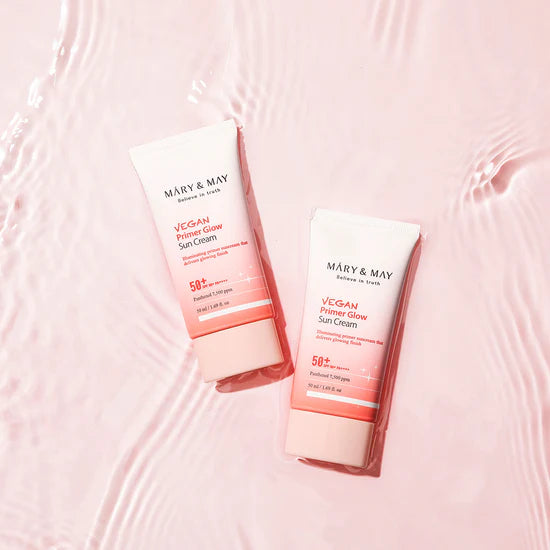MARY & MAY Believe In Truth vegan primer glow sun cream 50+ spf 50+ pa++++ واقي الشمس الوردي من ماري اند ماي