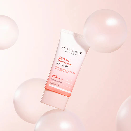 MARY & MAY Believe In Truth vegan primer glow sun cream 50+ spf 50+ pa++++ واقي الشمس الوردي من ماري اند ماي