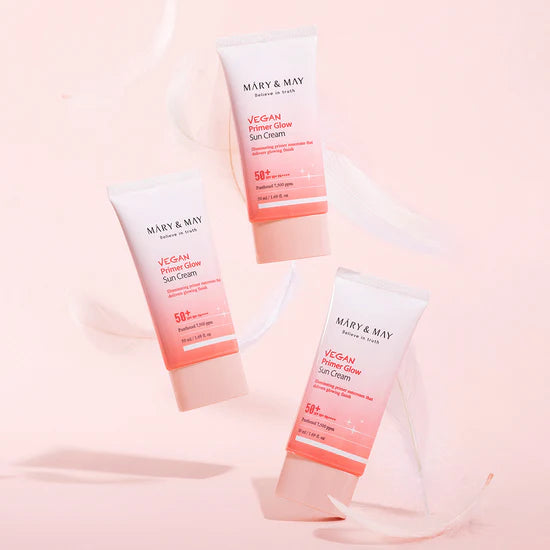 MARY & MAY Believe In Truth vegan primer glow sun cream 50+ spf 50+ pa++++ واقي الشمس الوردي من ماري اند ماي