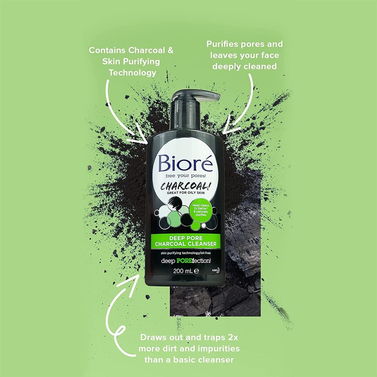 BIORE Deep Pore Charcoal Cleanser غسول البشرة بالفحم