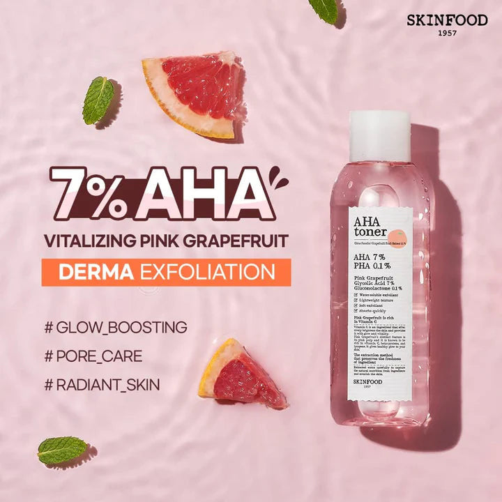 SKINFOOD AHA Toner Citrus Paradisi Grapefruit Fruit Extract 0.1% AHA 7% PHA 0.1%