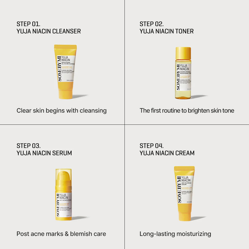 SOME BY MI Yuja Niacin Anti Blemish Starter Kit Edition مجموعة العناية بالبشرة باليوجا حجم السفر من سمباي مي