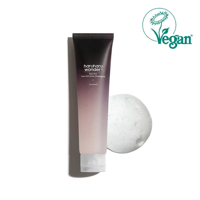 HARUHARU Wonder Black Rice Triple AHA Gentle Cleansing Gel Unscented غسول الرز الاسود للبشرة من هاروهارو