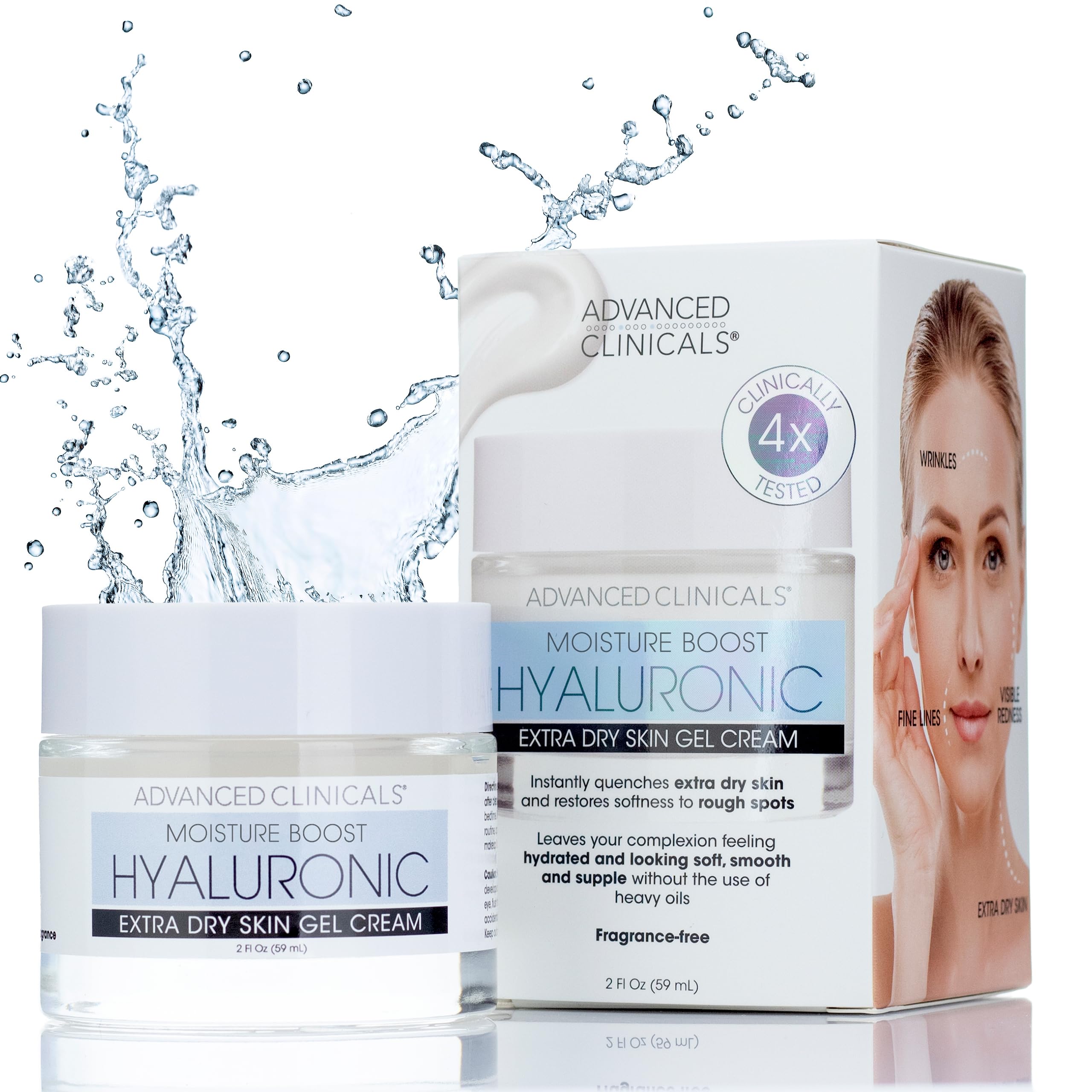 ADVANCED CLINICALS 1000× Boost Hyaluronic Extra Dry Skin Gel Cream جل كريم الهايلرونك من ادفانسد كلينيكالز