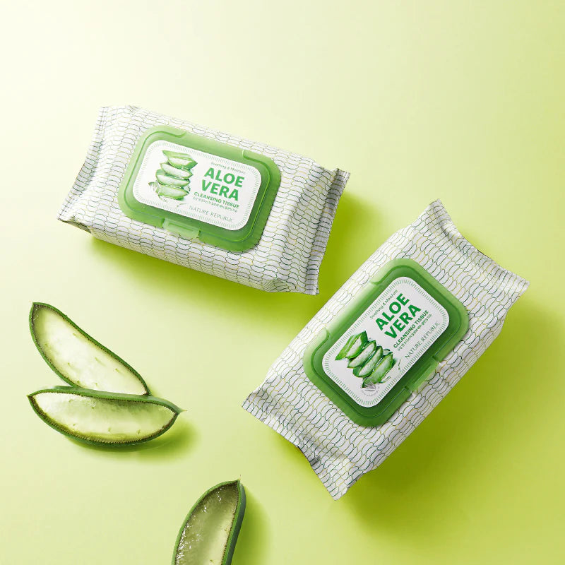 NATURE REPUBLIC Soothing & Moisture Aloe Vera Cleansing Tissue مناديل تنظيف الوجه بالالوفيرا من نيجر ريببلك