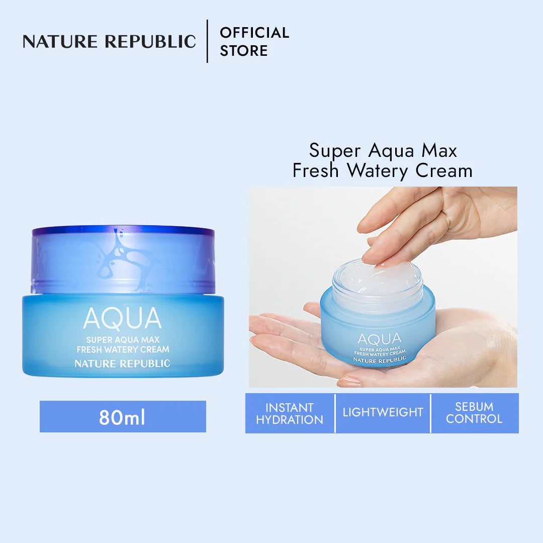 NATURE REPUBLIC Aqua Super Aqua Max Fresh Watery Cream Refresh & Moisture Skin Care مرطب مائي للبشرة
